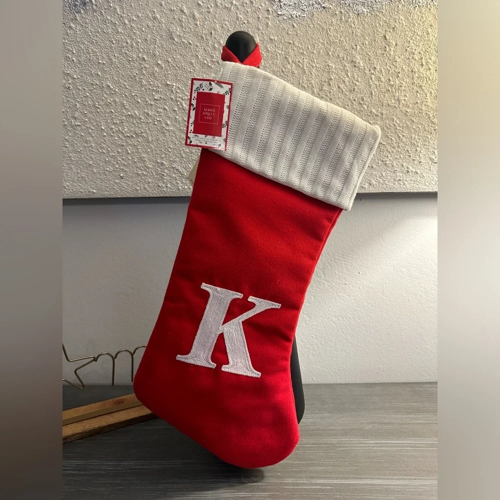 🆕Red Christmas Stocking with “K” Initial
